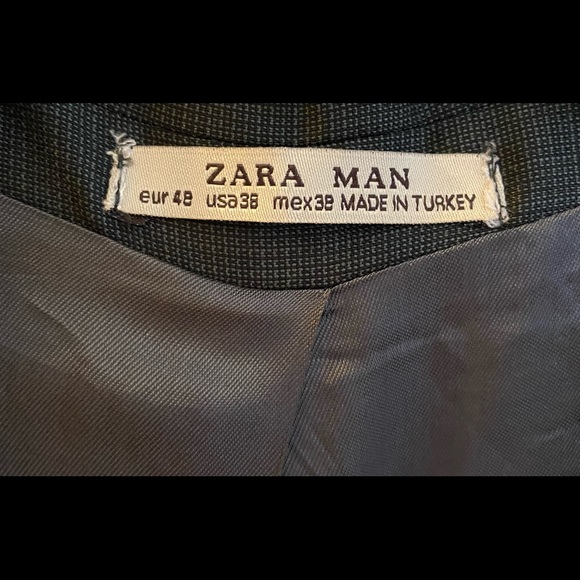 Zara Man - 100% Wool Charcoal Dark Gray 2 Button Blazer Suit Jacket (Size: 38R) - Picture 10 of 17